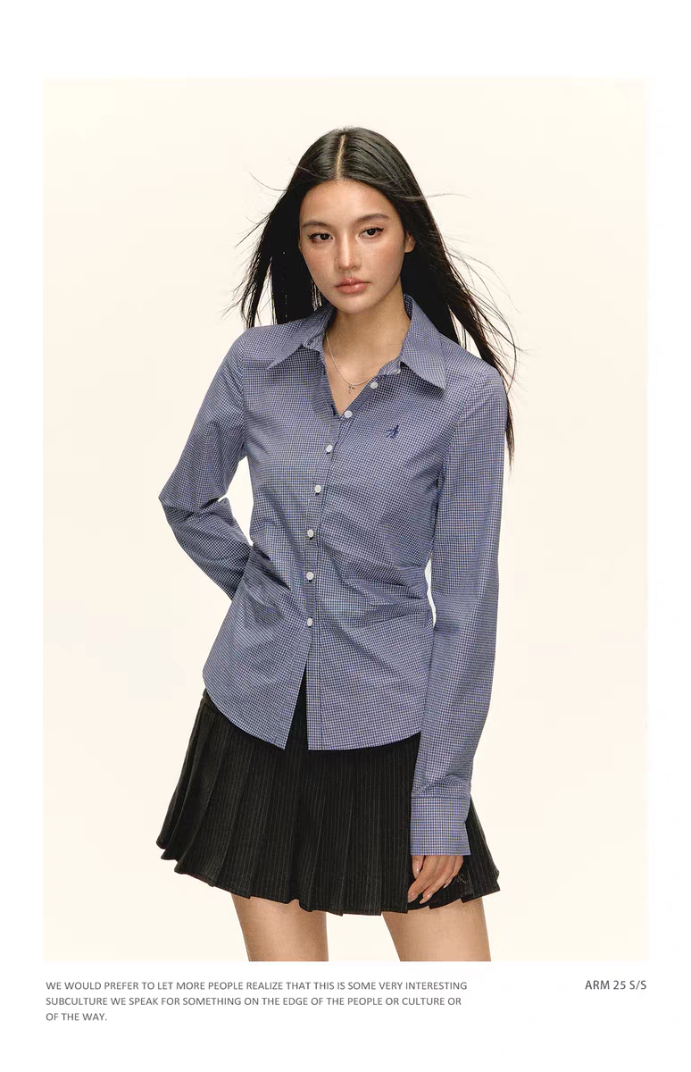 Клетчатая рубашка в винтажном стиле детальное фото 11