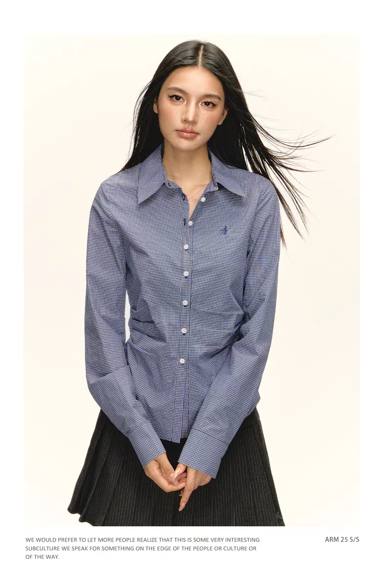 Клетчатая рубашка в винтажном стиле детальное фото 7