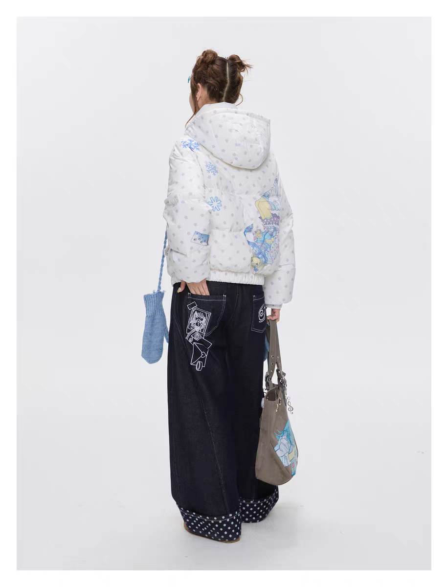 Джинсы «Снег Хоккайдо» с вышивкой пингвин детальное фото 11