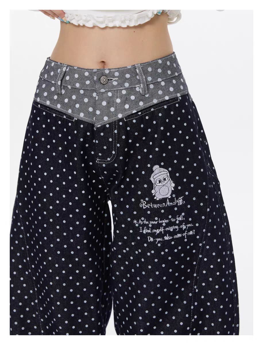 Джинсы «Снег Хоккайдо» с вышивкой пингвин детальное фото 28