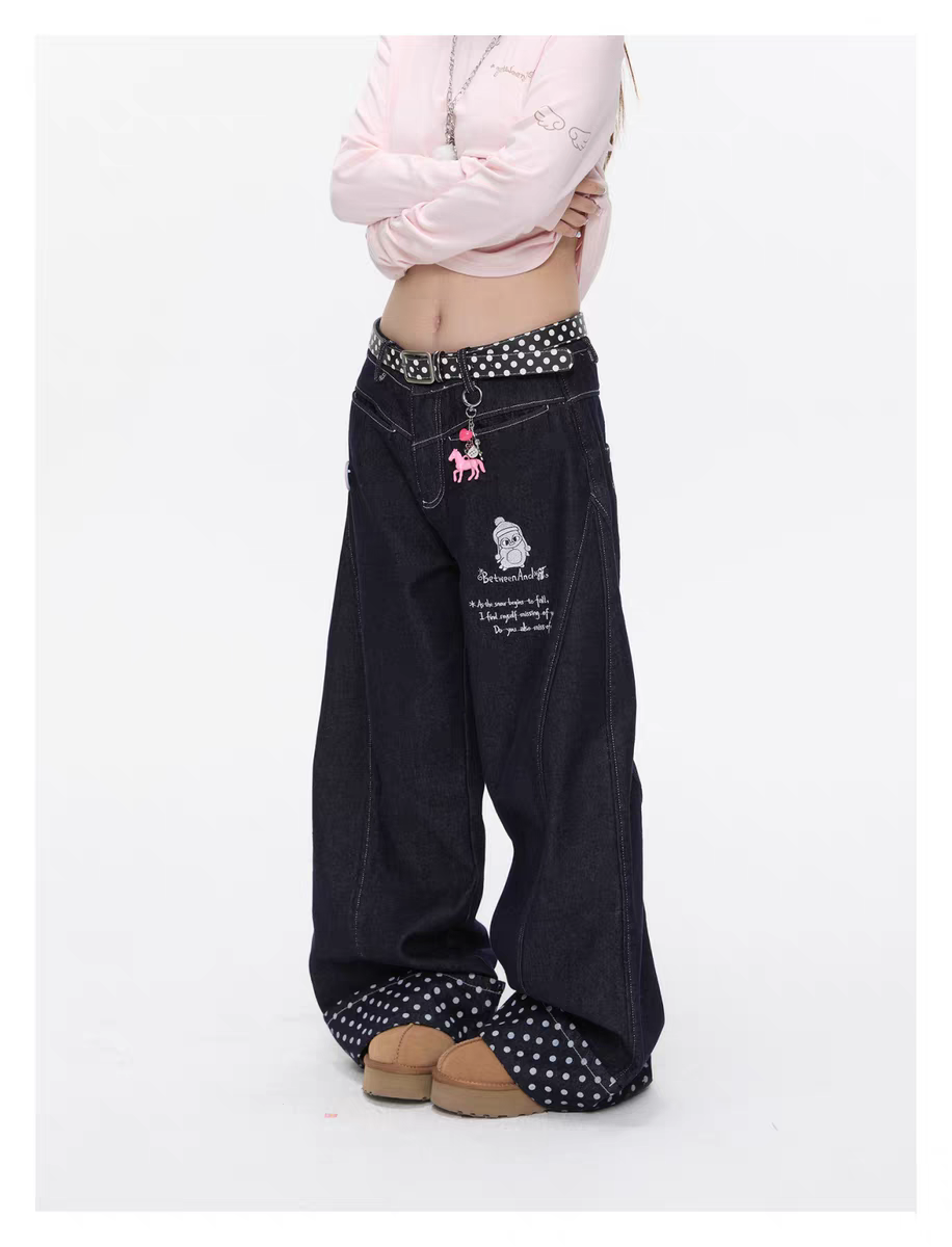 Джинсы «Снег Хоккайдо» с вышивкой пингвин детальное фото 9