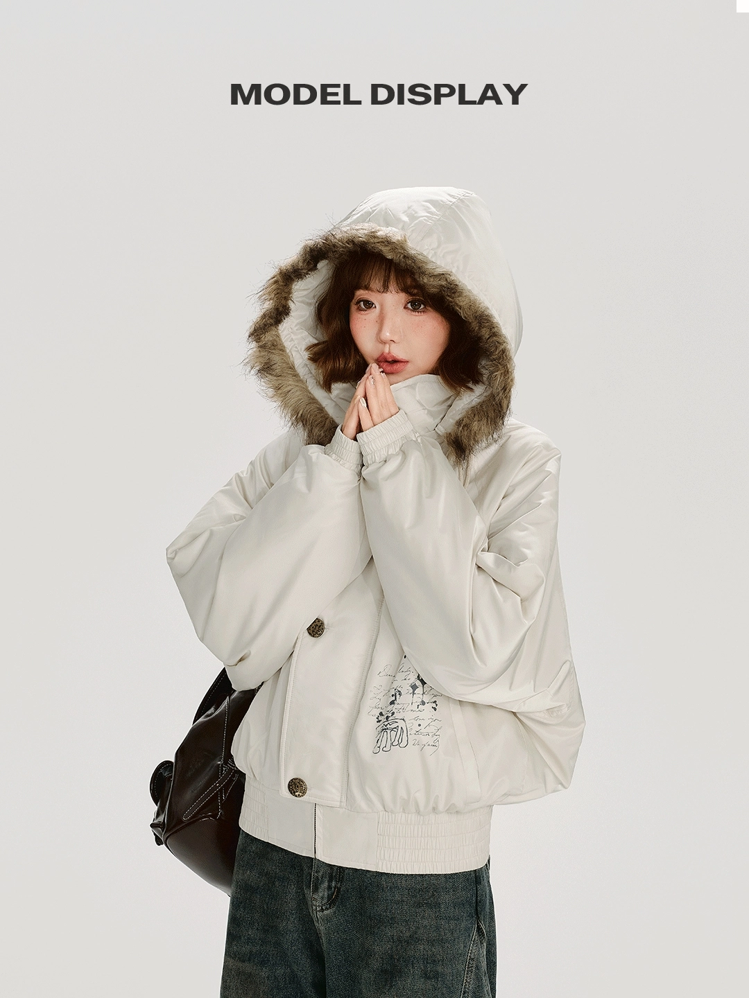 Куртка с меховым воротником детальное фото 8