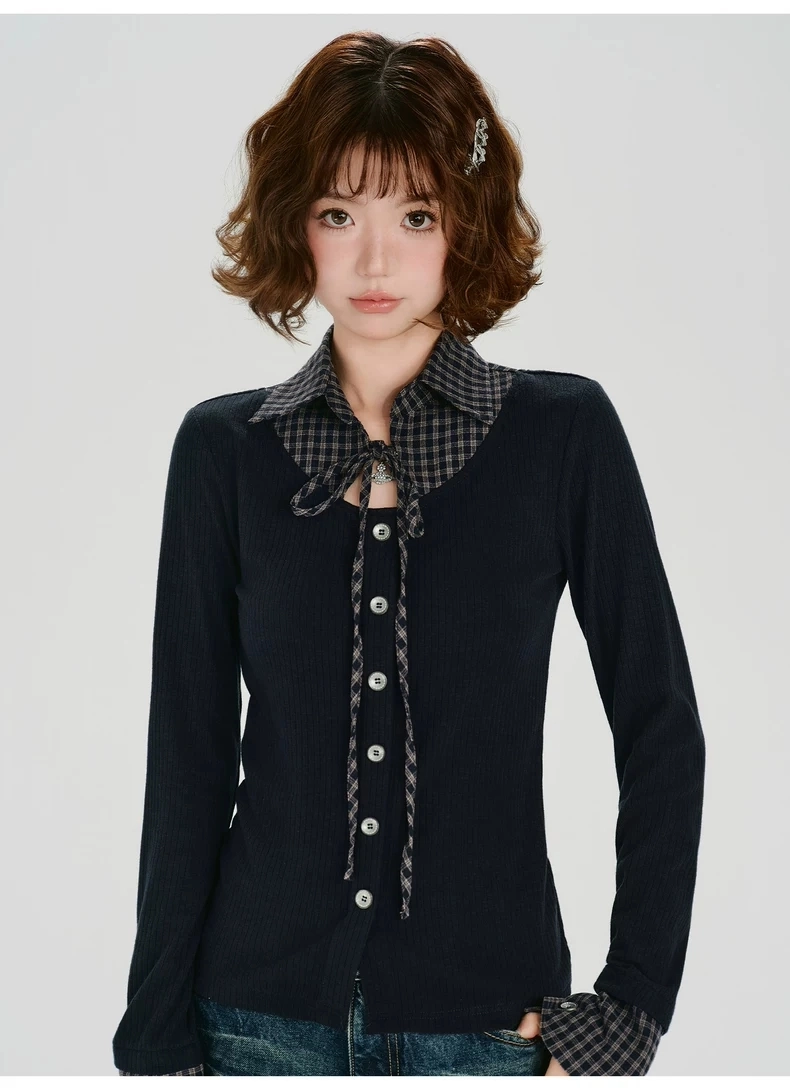 Двухслойный лонгслив-обманка детальное фото 9