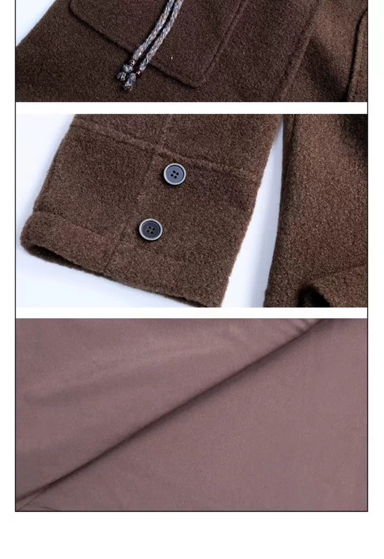 Пальто с капюшоном и роговыми пуговицами детальное фото 4