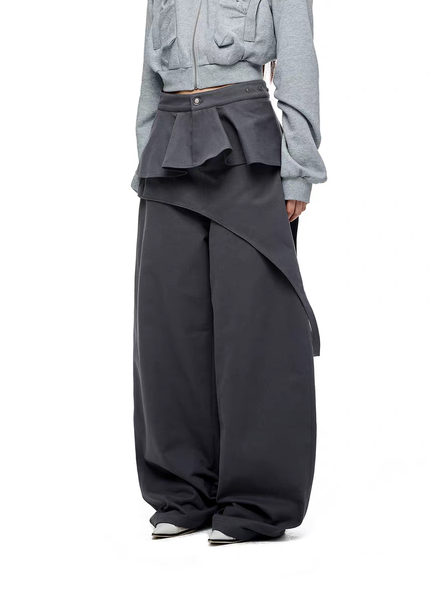 Брюки «Туманные строки» со съёмной драпировкой детальное фото 10