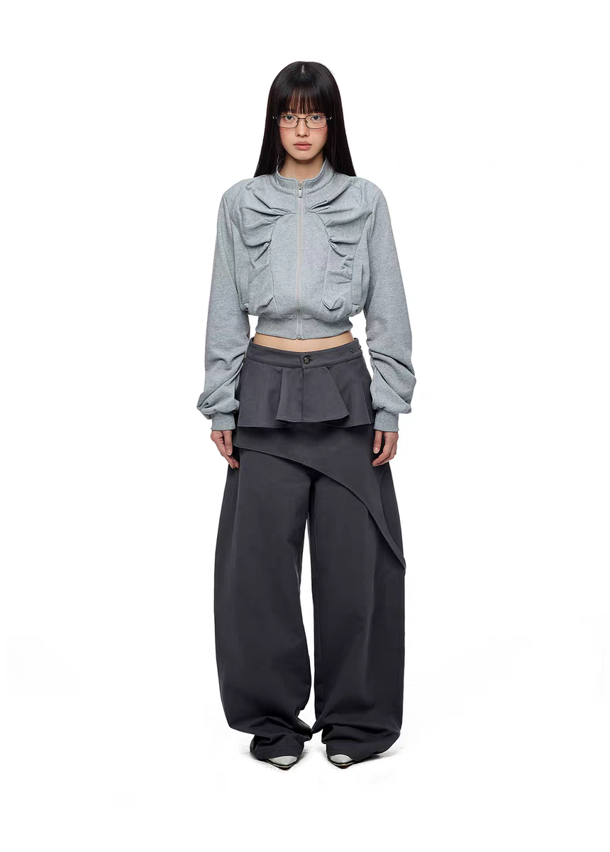 Брюки «Туманные строки» со съёмной драпировкой детальное фото 11