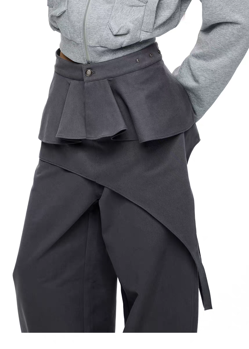 Брюки «Туманные строки» со съёмной драпировкой детальное фото 14