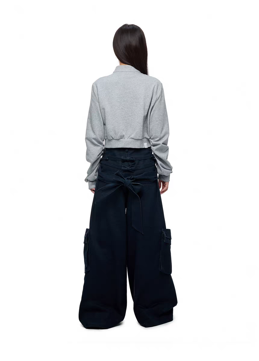 Серая короткая худи «Клыки зверя» детальное фото 14