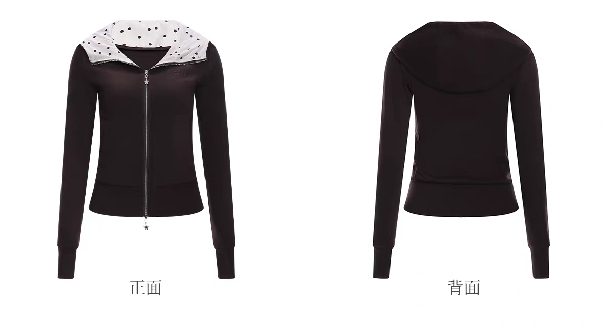 Зип-худи с капюшоном в горошек детальное фото 5