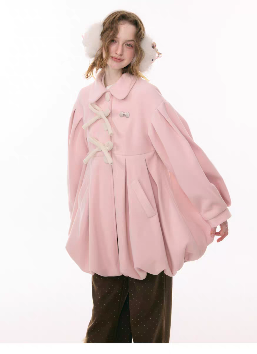 Пальто «Pong Pong Winter Gift» с воротничком и бантом детальное фото 12