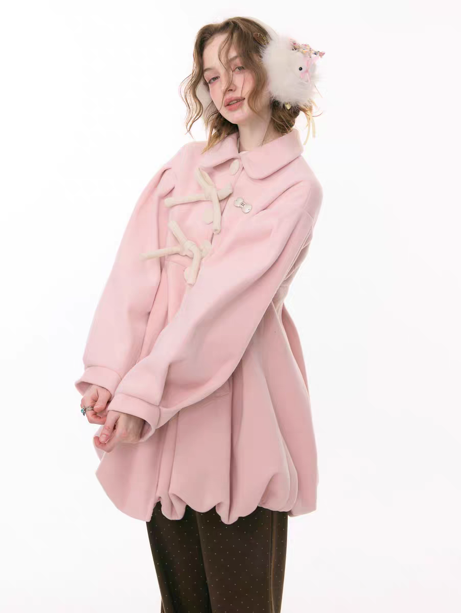 Пальто «Pong Pong Winter Gift» с воротничком и бантом детальное фото 13