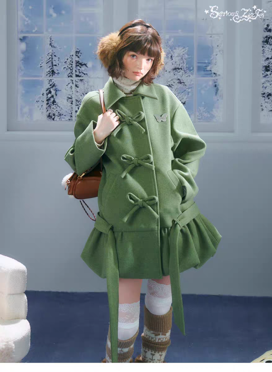 Пальто с бантом и асимметричным подолом детальное фото 11