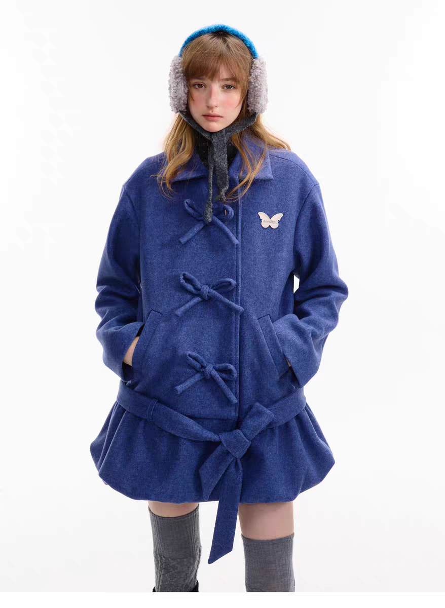 Пальто с бантом и асимметричным подолом детальное фото 19