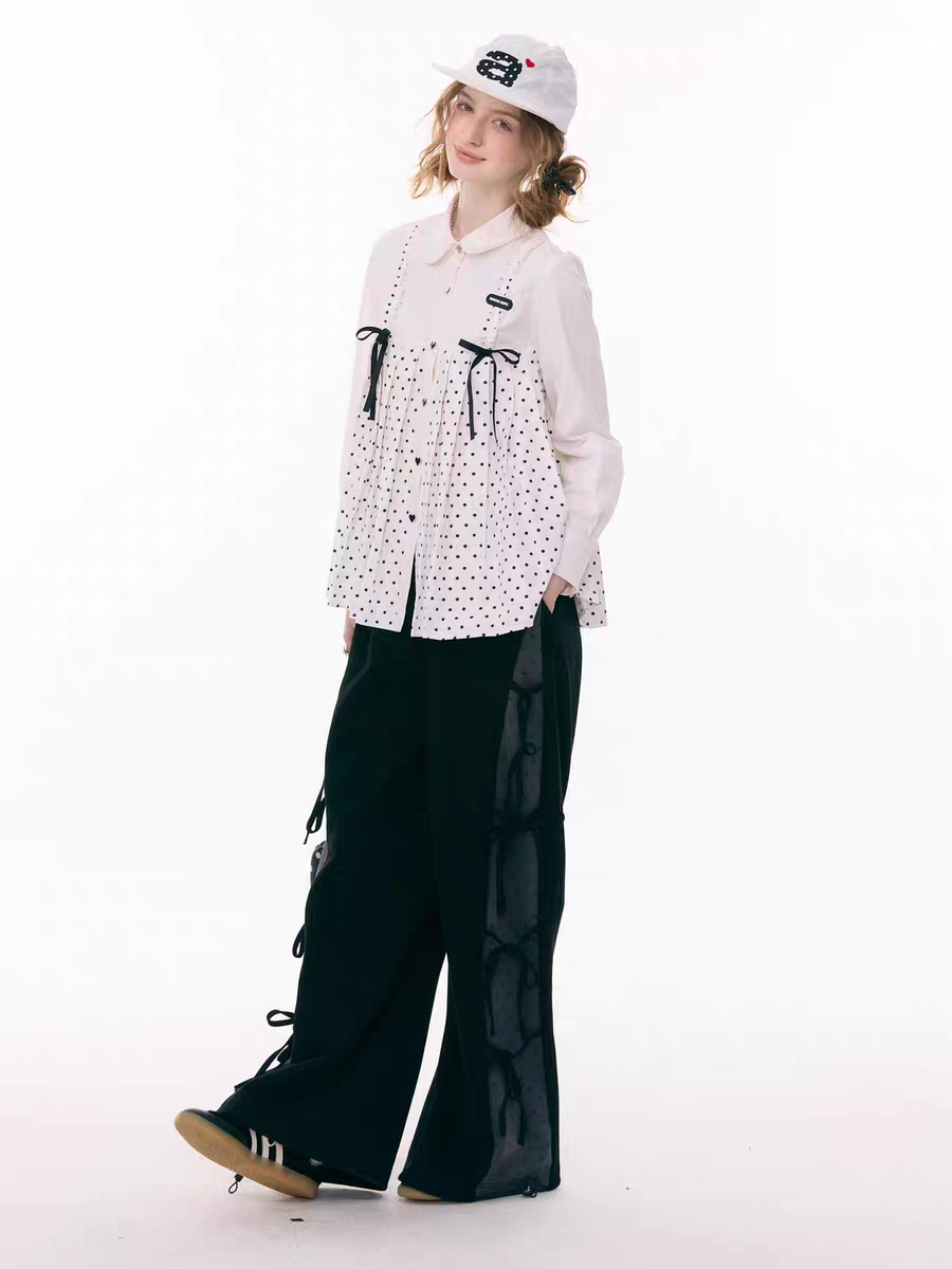 Блуза «Входной билет в сказку» с бантом и воротничком в горох детальное фото 12