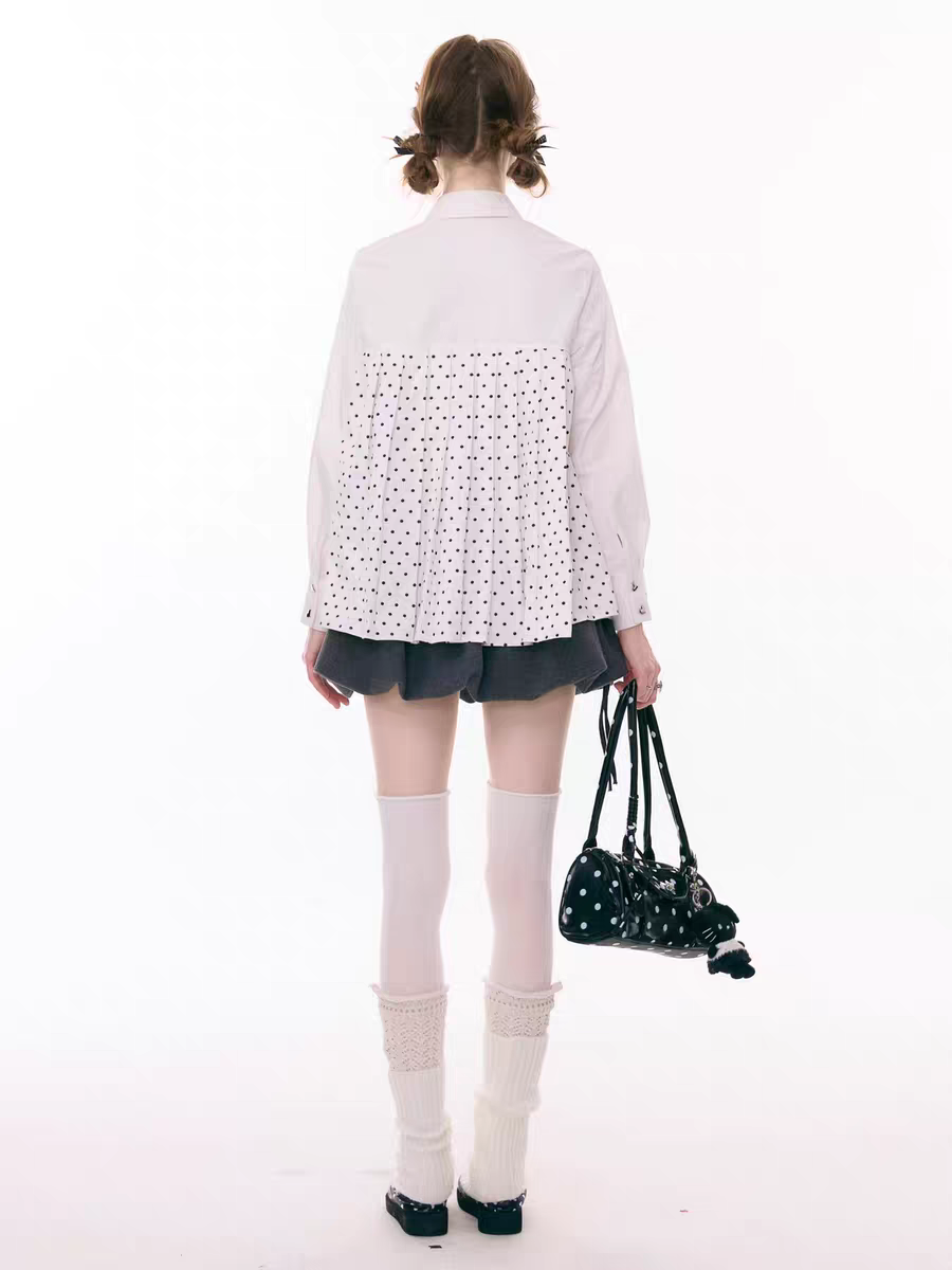 Блуза «Входной билет в сказку» с бантом и воротничком в горох детальное фото 19