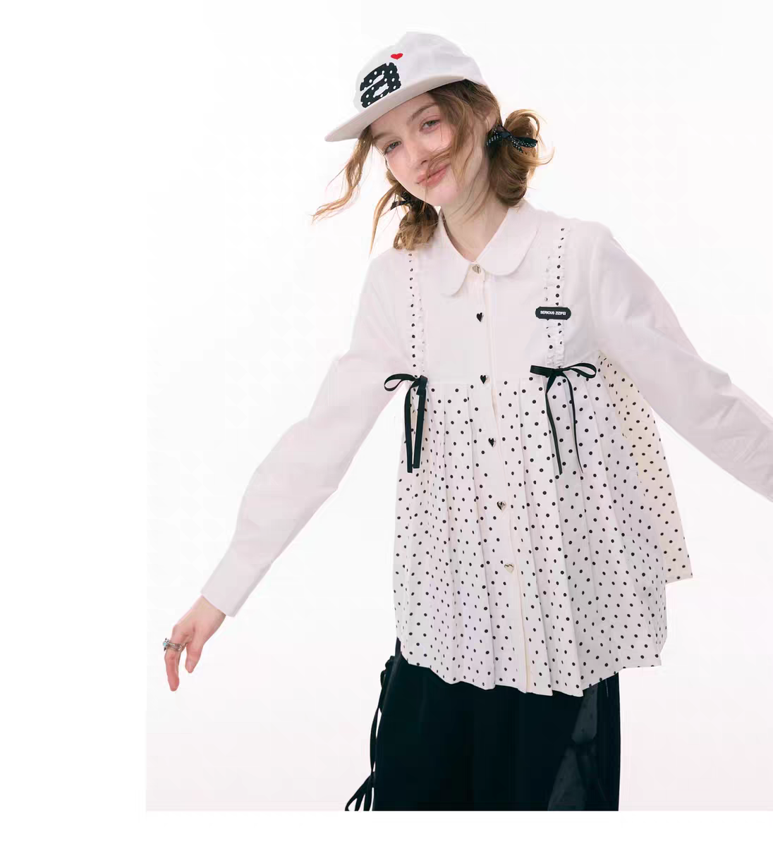 Блуза «Входной билет в сказку» с бантом и воротничком в горох детальное фото 6