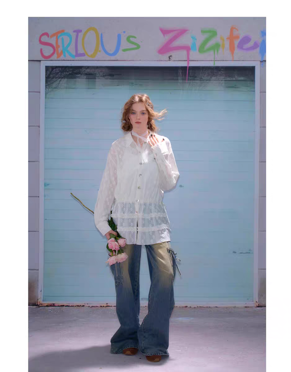 Джинсы карго с бантом и высокой талией детальное фото 15